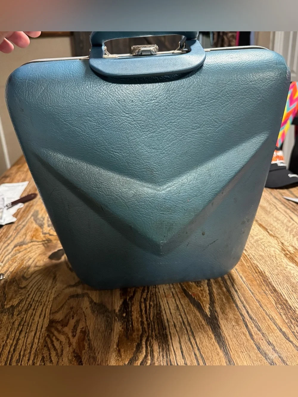Vintage Hard Clam Shell Carrying Case Blue Bowling Ball Bag